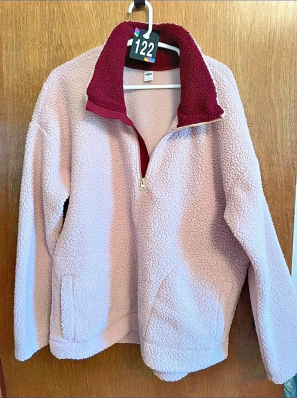 Old Navy Loose Sherpa Quarter-Zip Pullover Pink & Purple Size Medium